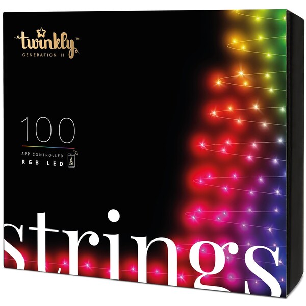 Twinkly Strings Multi-Color chytré žárovky na stromeček 100 ks 8m černý kabel