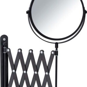 Černé nástěnné kosmetické zrcadlo s teleskopickým držákem Wenko Exclusive. Nejlepší hlášky