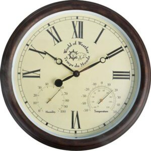 Venkovní nástěnné hodiny s římskými číslicemi a teploměrem Esschert Design. Nejlepší hlášky